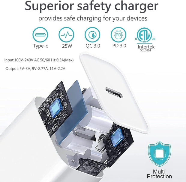 Phone Charger, Cube Phone Charger Travel 2Pack 6FT Lightning Cable Cord Quick Fast Charging Cord USB Wall Chargers Travel Plug Adapter For Phone 16 15 14 13 12 11 X 8 Plus XR XS Max 7 SE IPad, Airpods