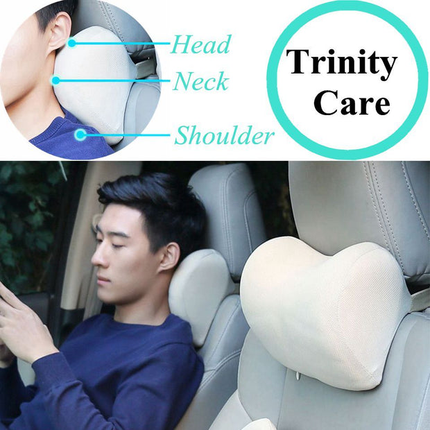 Car Headrest Neck Pillow | Memory Foam Auto Seat Support providing head, neck, and shoulder comfort in a car.