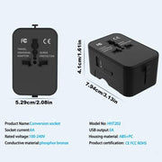 Universal Travel Adapter, Portable Worldwide All-in-One Plug Adapter With 3 USB