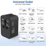 Universal Travel Adapter, Portable Worldwide All-in-One Plug Adapter With 3 USB